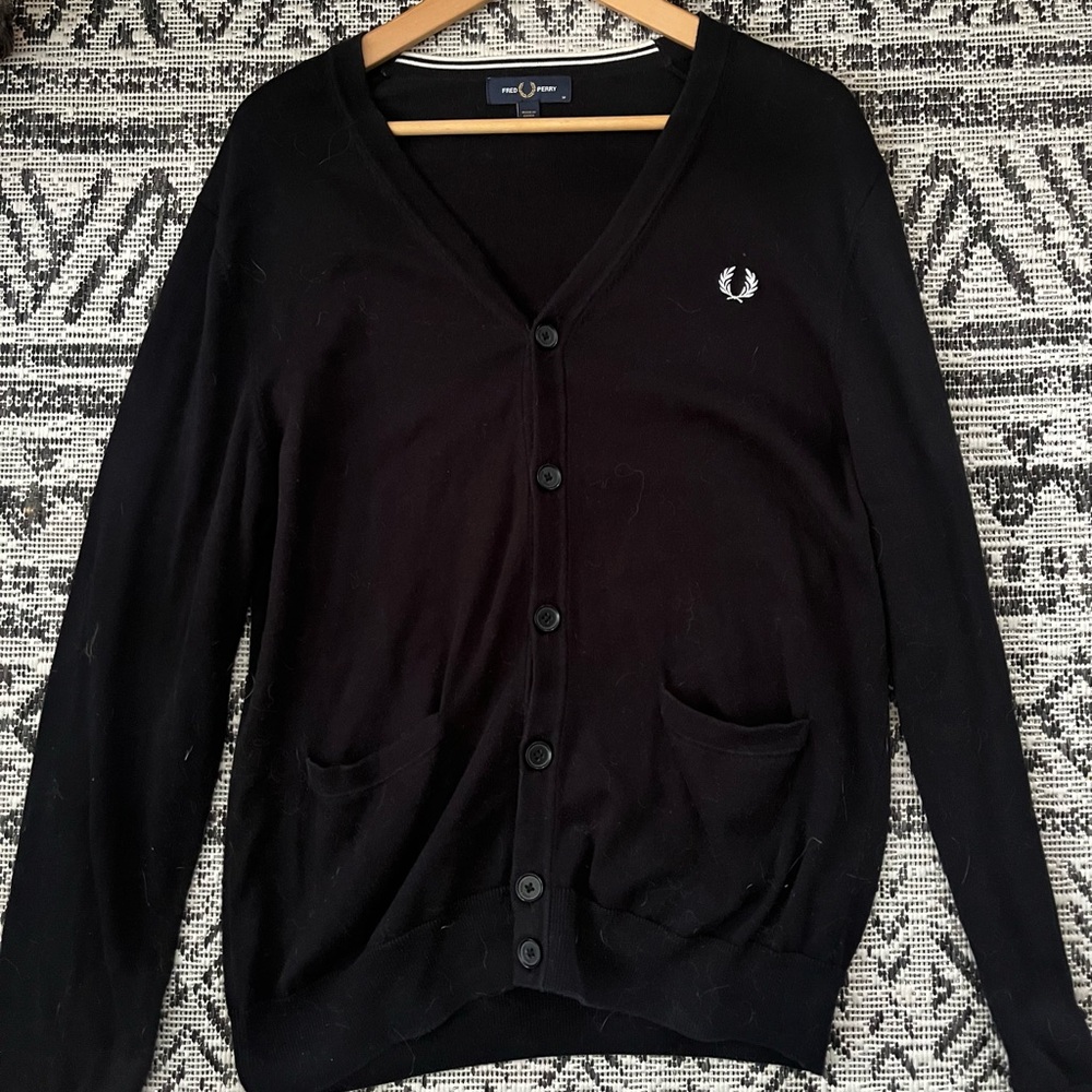 Fred Perry Black Cardigan Sweater
